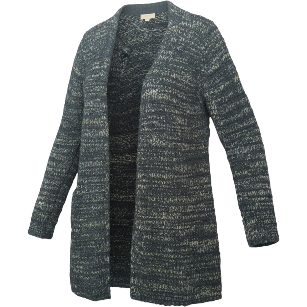 Loft Open Front Cardigan Women Medium Teal Space Dye Knit Long Sleeve Sweater